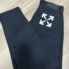 新品オフホワイト ブラックデニムパンツ サイズ31