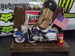 バイクフィギュア コルク人形ハンドメイド オブジェ置物現状品