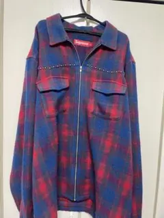 Supreme Studded Plaid Zip Up Shirt XLのサムネイル