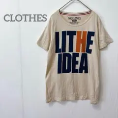 【CLOTHES】ベージュ プリントTシャツ 半袖 カジュアル