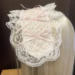 ピンク小花柄のヘッドドレス　天使界隈　ロリータ