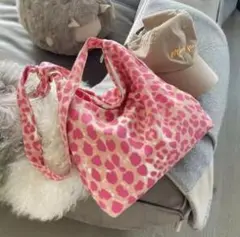 韓国風 ピンクヒョウ柄 トートバッグ 大容量 レディース ショルダー