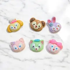 【A-2】ディズニー　ダッフィーフレンズ デコパーツ　6個セット
