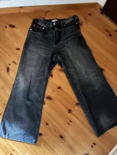 DENIM & militaryワイドレッグデニムパンツ ダークグレー