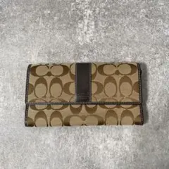 極美品　coach コーチ　長財布　シグネチャー　キャンバス　レザー　ベージュのサムネイル