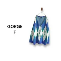 ゴージ GORGE モヘアアーガイルＢＩＧカーディガン【F】オーバーサイズ