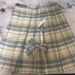 なんちゃって制服　チェック　スカート　リボン