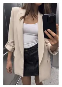 ZARA ロールアップスリープブレザー　新品未使用　Sサイズ　ゴールドボタン