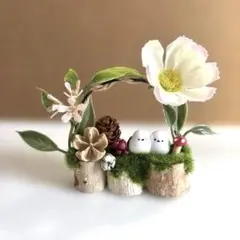 シマエナガ　オブジェ　ハンドメイド　コスモス