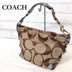 COACH シグネチャー ワンショルダーバッグ 水色 ターンロック y2k