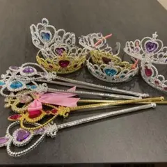 原宿購入プリンセス ティアラ8点ステッキ6本セットおまけ付き