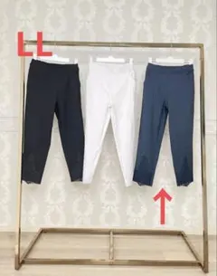 アンドラブ　＆LOVE裾レースがときめくサブリナパンツ　インディゴLLのサムネイル