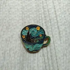新品　ピンバッジ　ピンズ　ラペルピン　ゴッホ　月　カップ　星月夜　絵画　☆241