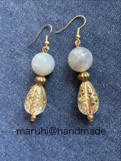 マーブルクリアグレー✨アンティークドロップ✨大人✨ピアス/イヤリング