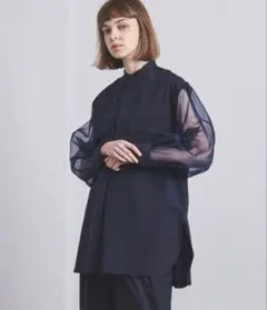 美品 HYKE GROSGRAIN SHIRT ネイビー 1サイズ - メルカリ