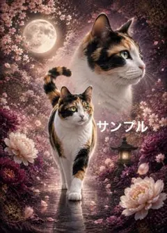 一作限り】花扇と朱花に包まれる三毛猫 三毛猫 Q256 - メルカリ