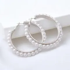 ♦︎Pierce♦︎ フープ ピアス 揺れる CZパール 大ぶり 可愛い おしゃれ