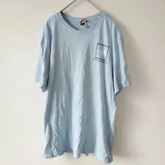 ノースフェイス スクエアロゴ Ｔシャツ クルーネック L 青 綿 アウトドア
