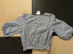 ギンガムチェック 五分袖ブラウス M