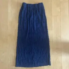 アメリカンホリック⭐︎美品シャーリング ロングスカート Msize ブルー青