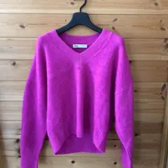 ZARA ピンク Vネック 長袖ニット S