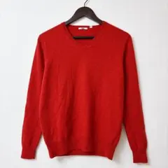 UNIQLO ユニクロ カシミヤ100% Vネック ニット M 赤