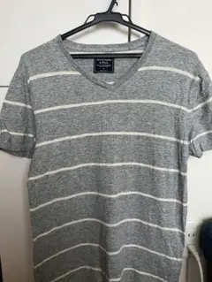 Abercrombie & Fitch グレー ストライプ Tシャツ S