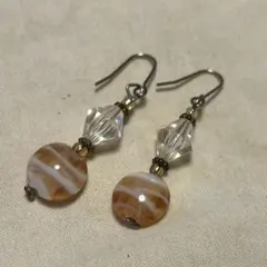 ハンドメイドピアス パーツ オレンジ 夏 クリア