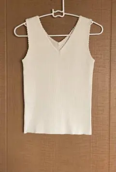 【GLOBAL WORK】アイボリーリブ編みタンクトップ F