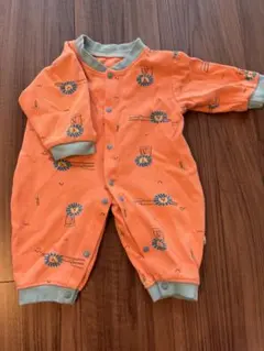 オレンジ ライオンプリント ロンパース 60cm osyareko 韓国服