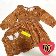 【新品未使用】花柄 長袖ワンピース ドレス ベビー 双子 コーデ 2着セット