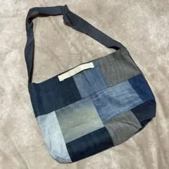 デニムリメイク パッチワークショルダーバッグ 内ポケットあり再構築ハンドメイド