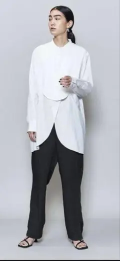 ROKU6 BEAUTY & YOUTHコットンノーカラードレスシャツ