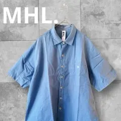 人気！MHL./水色 /メンズ /コットン半袖シャツ /Mサイズ