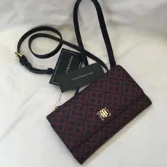 TOMMY HILFIGER ショルダー長財布　赤紺トミー柄