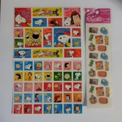【平成レトロ】スヌーピー 　切手風＆ぷっくりシールセット