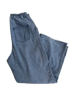ワイドデニムパンツ バギーデニム グレー 低身長向けのサムネイル