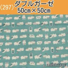 ダブルガーゼ(297)カバ　サックス　50cm×50cm