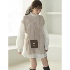 グレイル　ワンピース ケーブルニットベスト フリルネックブラウスセット