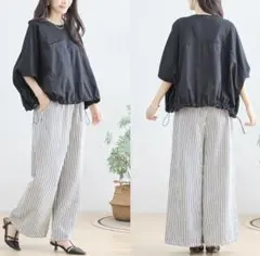 TRUBE ストライプ ワイドパンツ