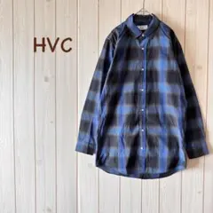 【美品】＊HVC エイチブイシー＊ オンブレチェックシャツ サイズ２ ブルー系