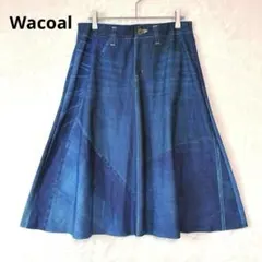 ワコール／カルソン まるでデニム フレアスカート プリント ミモレ丈 日本製のサムネイル