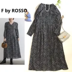 F by ROSSO エフバイロッソ Vネックパフスリーブワンピース 38 黒のサムネイル