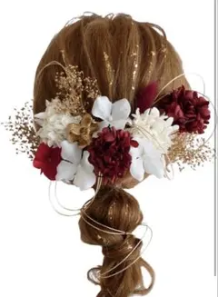 和装用花飾りセット 赤白金