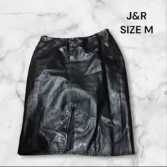 ①①J&R リアルレザータイトスカート ブラック Mサイズフロントスリットのサムネイル