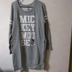 ミッキーマウス 長袖ワンピース グレー