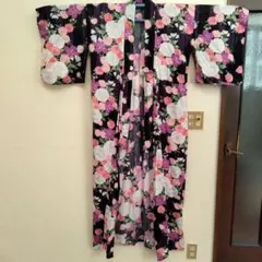 紫とピンクの花柄 浴衣