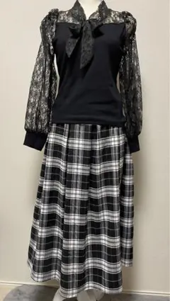 リブレースリボンタイ付きプルオーバー M