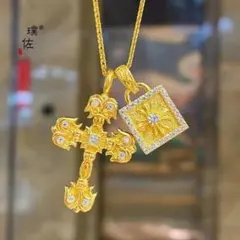 ゴールドフィリグリークロス スクエアペンダントネックレス