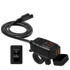 バイク用 USB電源 USB防水 ブレーキスイッチ接続 メインキー連動 防水のサムネイル